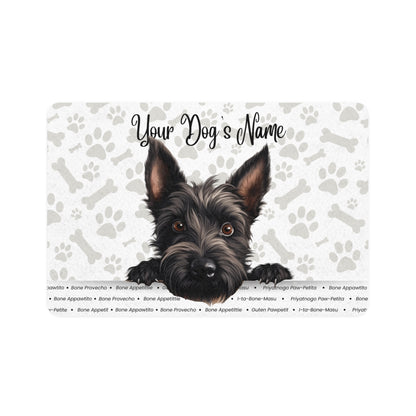 Scottish Terrier Personalized Pet Food Mat, Custom Dog Food Mat, Dog Feeding Mat, Cute Pet Mat, Dog Lovers Gift