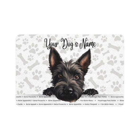 Scottish Terrier Personalized Pet Food Mat, Custom Dog Food Mat, Dog Feeding Mat, Cute Pet Mat, Dog Lovers Gift