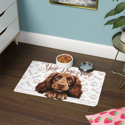 Field Spaniel Custom Pet Food Mat - Personalized Dog Placemat, Dog Bowl Mat, Customizable Puppy Mat, Pet Feeding Station, Dog Decor