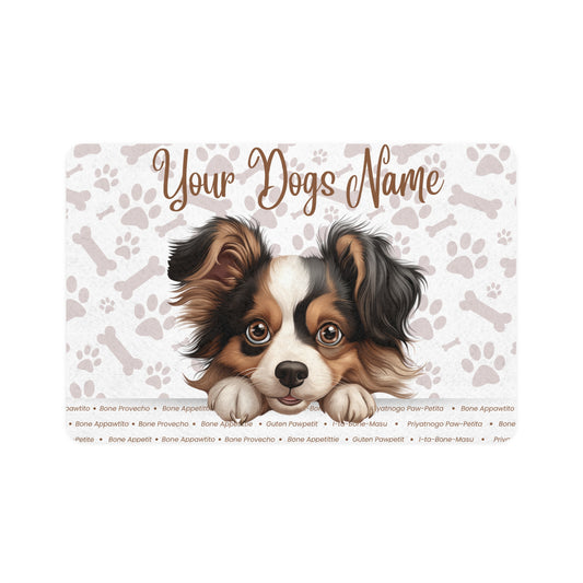 Papillon Personalized Pet Food Mat, Custom Dog Food Mat, Dog Feeding Mat, Cute Pet Mat, Dog Lovers Gift