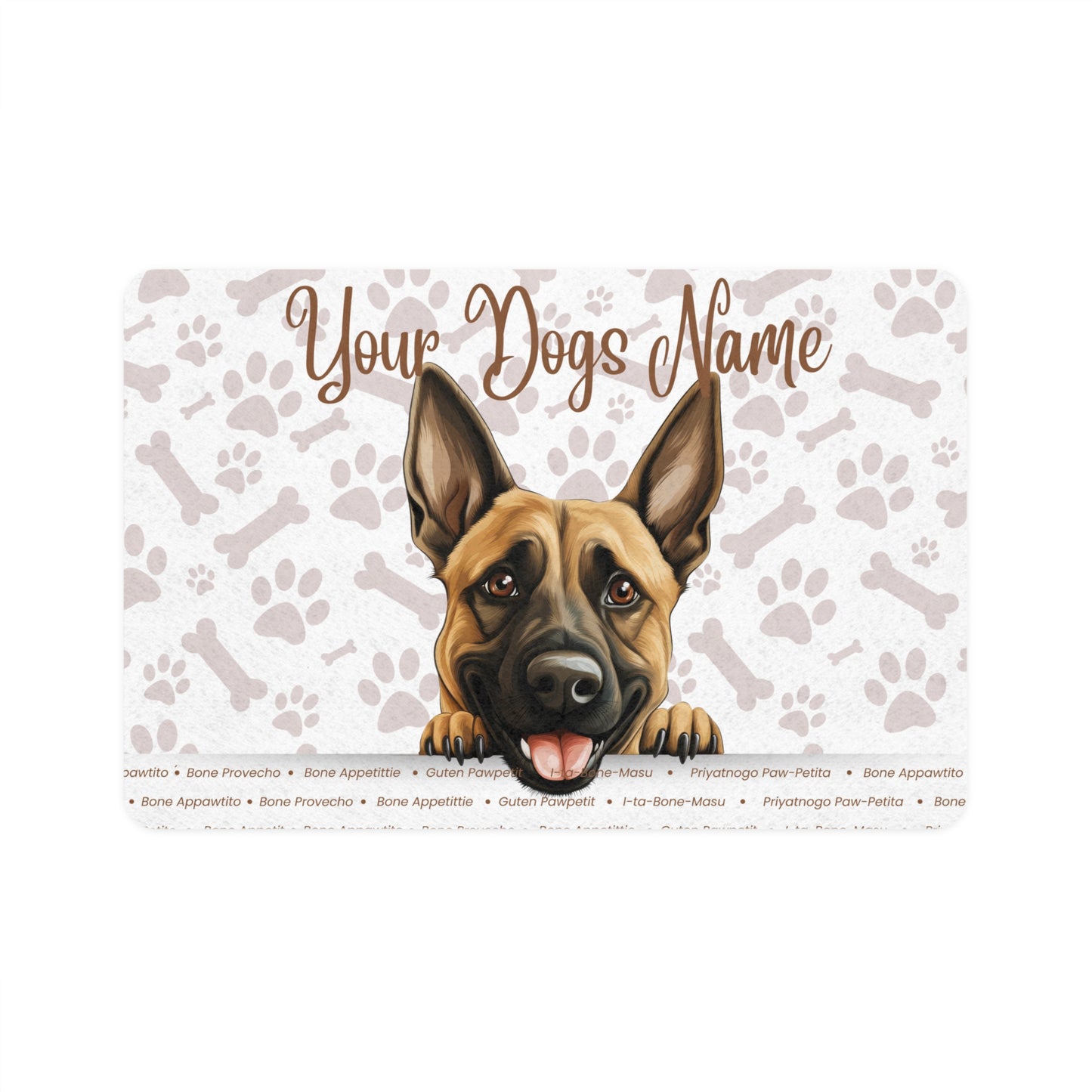 Belgian Malinois Personalized Pet Food Mat for Dogs, Custom Dog Feeding Station, Dog Bowl Mat, Pet Decor, Gift for Dog Lovers