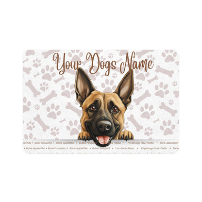 Belgian Malinois Personalized Pet Food Mat for Dogs, Custom Dog Feeding Station, Dog Bowl Mat, Pet Decor, Gift for Dog Lovers