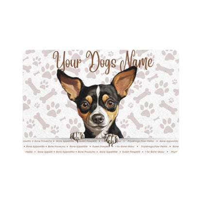 Rat Terrier Personalized Pet Food Mat, Custom Dog Food Mat, Dog Feeding Mat, Cute Pet Mat, Dog Lovers Gift