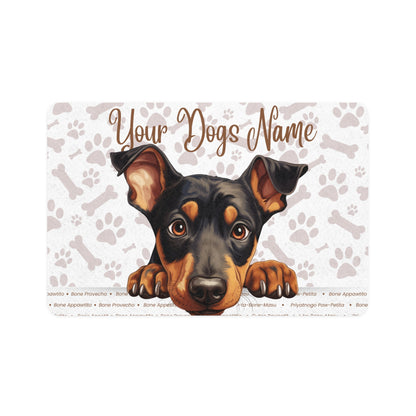 Doberman Customizable Pet Food Mat, Personalized Dog Feeding Mat, Fun Pet Decor, Dog Lover Gift, Unique Pet Accessory, Dog Name Mat