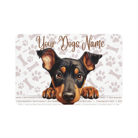 Doberman Customizable Pet Food Mat, Personalized Dog Feeding Mat, Fun Pet Decor, Dog Lover Gift, Unique Pet Accessory, Dog Name Mat