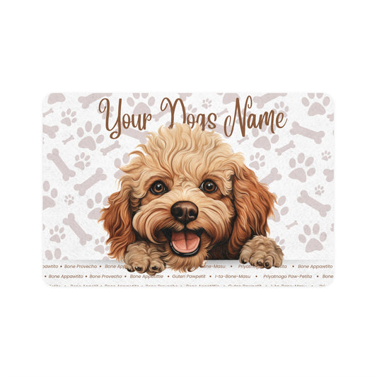 Toy Poodle Personalized Pet Food Mat, Custom Dog Food Mat, Dog Feeding Mat, Cute Pet Mat, Dog Lovers Gift