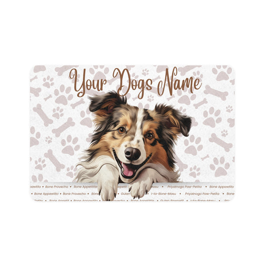 Shetland Sheepdog Personalized Pet Food Mat, Custom Dog Food Mat, Dog Feeding Mat, Cute Pet Mat, Dog Lovers Gift