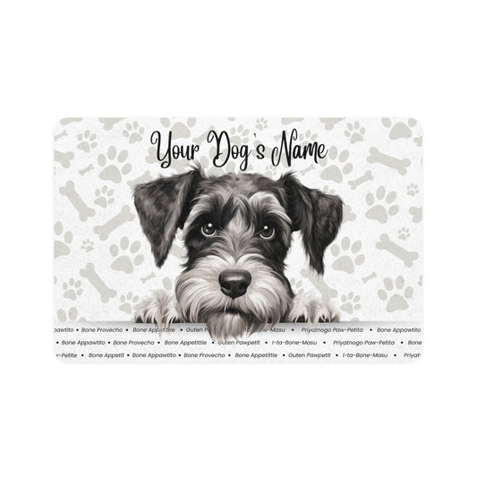 Standard Schnauzer Personalized Pet Food Mat, Custom Dog Food Mat, Dog Feeding Mat, Cute Pet Mat, Dog Lovers Gift