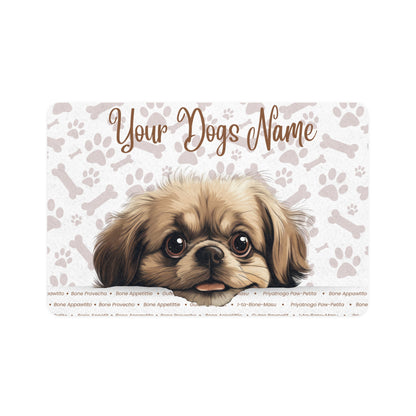 Pekingese Dog Personalized Pet Food Mat, Custom Dog Food Mat, Dog Feeding Mat, Cute Pet Mat, Dog Lovers Gift