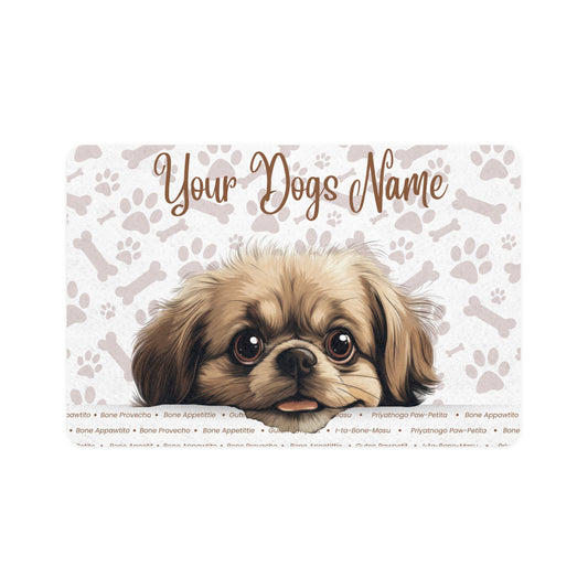Pekingese Dog Personalized Pet Food Mat, Custom Dog Food Mat, Dog Feeding Mat, Cute Pet Mat, Dog Lovers Gift