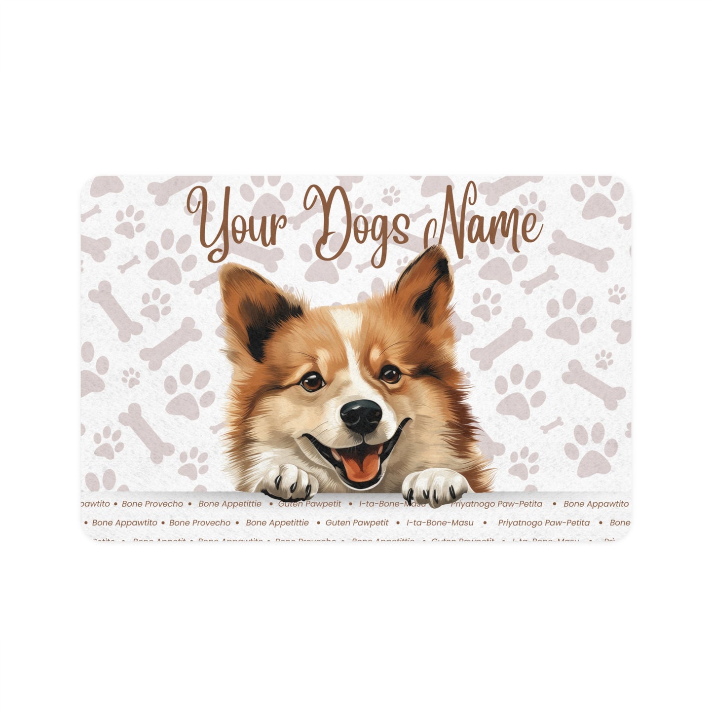 Icelandic Sheep Dog Personalized Pet Food Mat, Custom Dog Feeding Station, Stylish Dog Bowl Mat, Cat Feeding Mat, Pet Decor