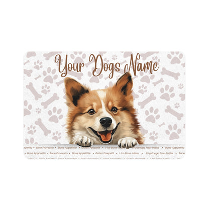 Icelandic Sheep Dog Personalized Pet Food Mat, Custom Dog Feeding Station, Stylish Dog Bowl Mat, Cat Feeding Mat, Pet Decor