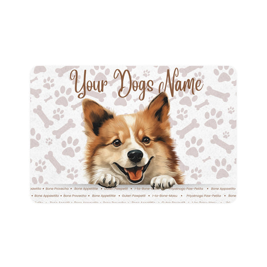 Icelandic Sheep Dog Personalized Pet Food Mat, Custom Dog Feeding Station, Stylish Dog Bowl Mat, Cat Feeding Mat, Pet Decor