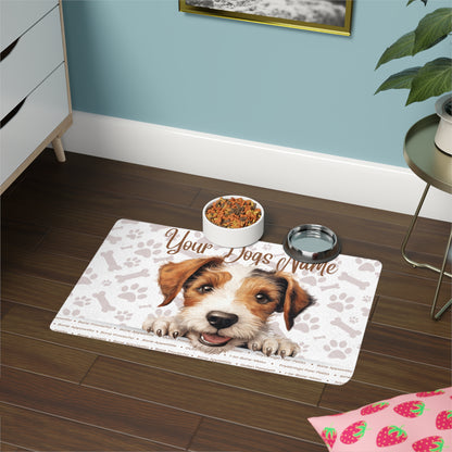 Wire Fox Terrier Personalized Pet Food Mat, Custom Dog Food Mat, Dog Feeding Mat, Cute Pet Mat, Dog Lovers Gift