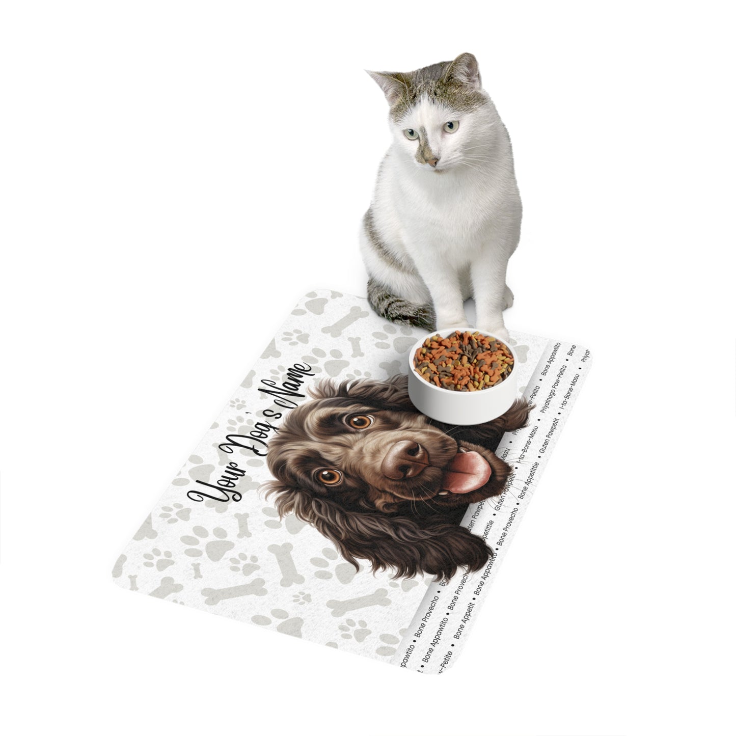 Boykin Spaniel Personalized Pet Food Mat, Custom Dog Bowl Mat, Dog Placemat, Waterproof Pet Mat, Dog Decor, Pet Feeding Station