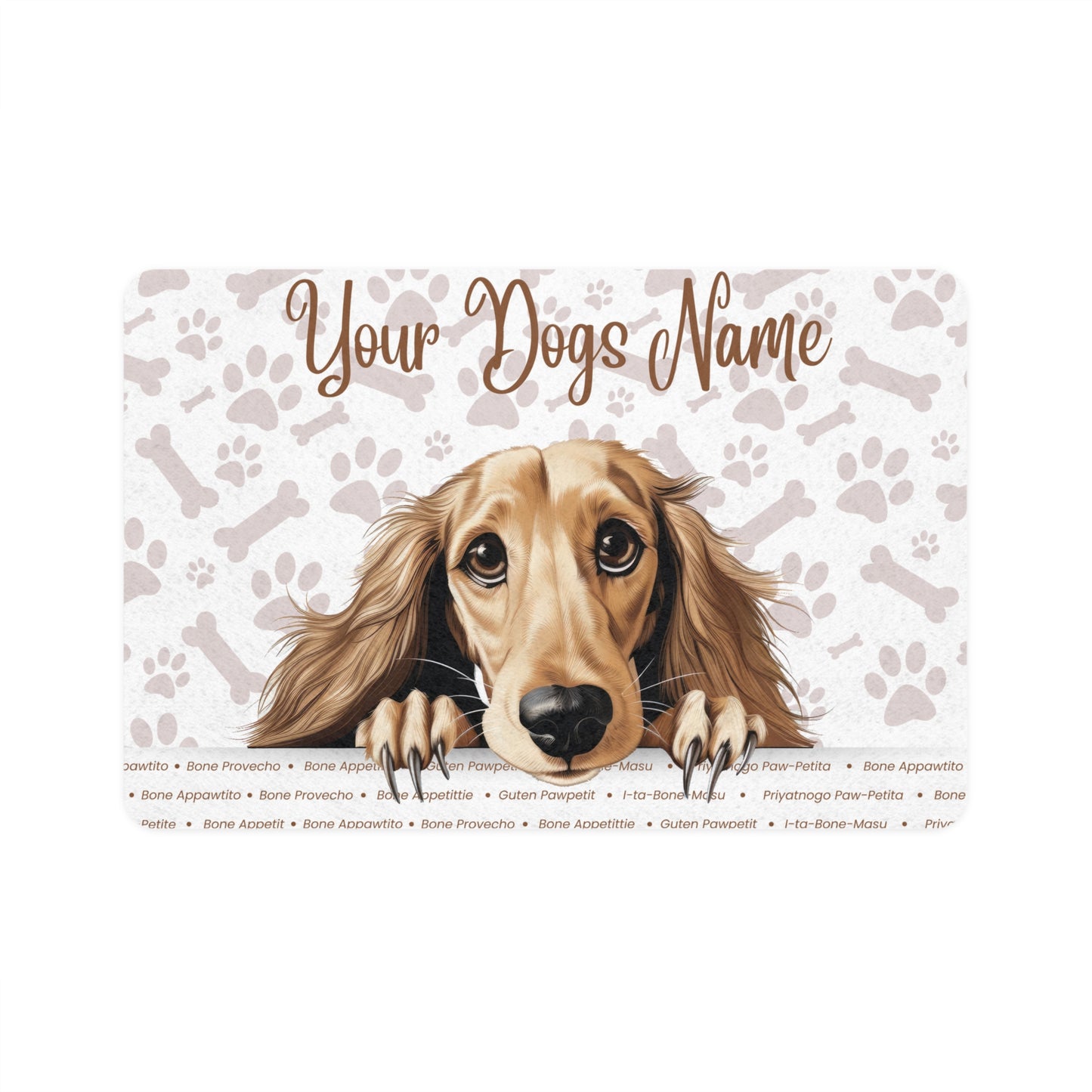 Saluki Personalized Pet Food Mat, Custom Dog Food Mat, Dog Feeding Mat, Cute Pet Mat, Dog Lovers Gift