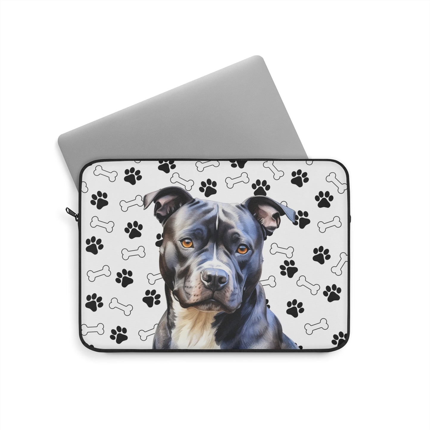 Black Staffordshire Bull Terrier Laptop Sleeve