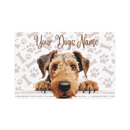 Airedale Personalized Pet Food Mat with Custom Name, Dog Feeding Mat, Pet Decor, Dog Lover Gift, Custom Dog Mat, Unique Dog Accessory
