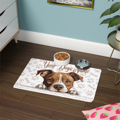 American Staffordshire Terrier Personalized Pet Food Mat with Custom Dog Name | Stylish Dog Bowl Mat | Waterproof Feeding Pad | Pet Lover Gift | Dog Accessories