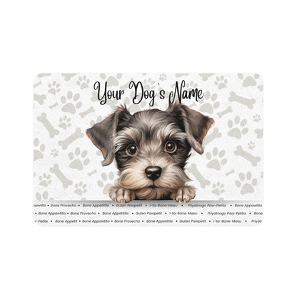 Miniature Schnauzer Personalized Pet Food Mat, Custom Dog Food Mat, Dog Feeding Mat, Cute Pet Mat, Dog Lovers Gift