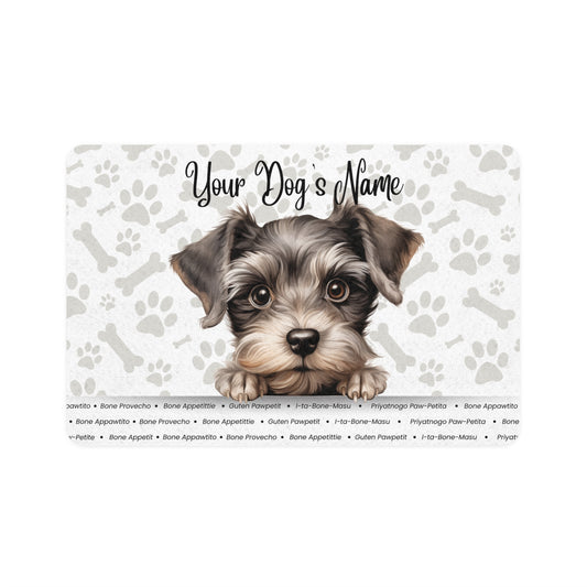 Miniature Schnauzer Personalized Pet Food Mat, Custom Dog Food Mat, Dog Feeding Mat, Cute Pet Mat, Dog Lovers Gift