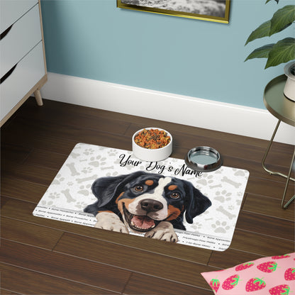 Greater  Swiss Mountain Dog Personalized Pet Food Mat, Customized Dog Mat, Dog Feeding Station, Pet Lover Gift, Unique Dog Decor,