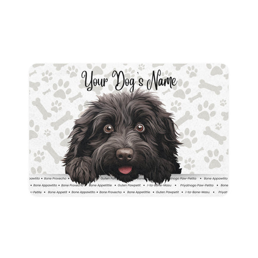 Puli Personalized Pet Food Mat, Custom Dog Food Mat, Dog Feeding Mat, Cute Pet Mat, Dog Lovers Gift