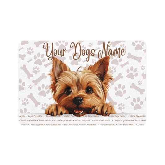 Silky Terrier Personalized Pet Food Mat, Custom Dog Food Mat, Dog Feeding Mat, Cute Pet Mat, Dog Lovers Gift