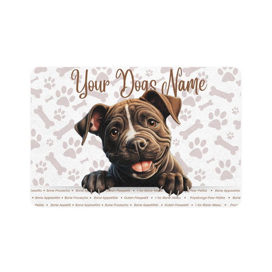 Staffordshire Bull Terrier Personalized Pet Food Mat, Custom Dog Food Mat, Dog Feeding Mat, Cute Pet Mat, Dog Lovers Gift