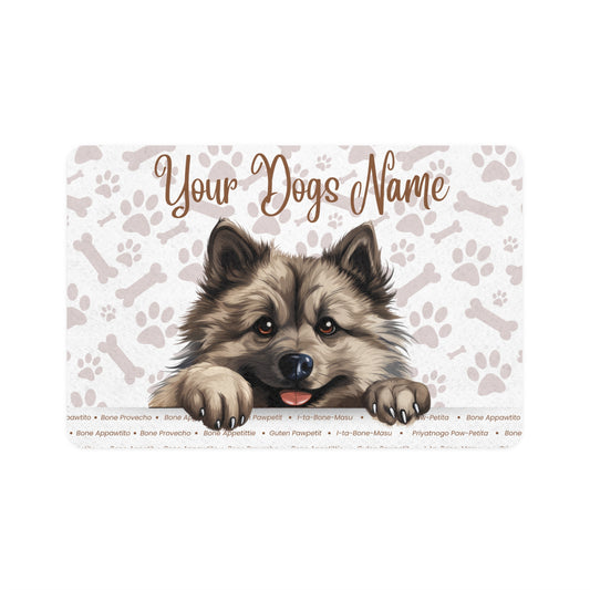 Keeshond  Personalized Pet Food Mat, Custom Dog Food Mat, Dog Feeding Mat, Cute Pet Mat, Dog Lovers Gift