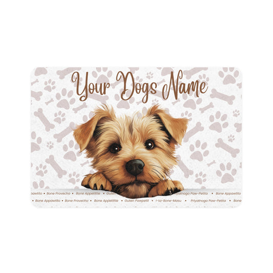 Norfolk Terrier Personalized Pet Food Mat, Custom Dog Food Mat, Dog Feeding Mat, Cute Pet Mat, Dog Lovers Gift