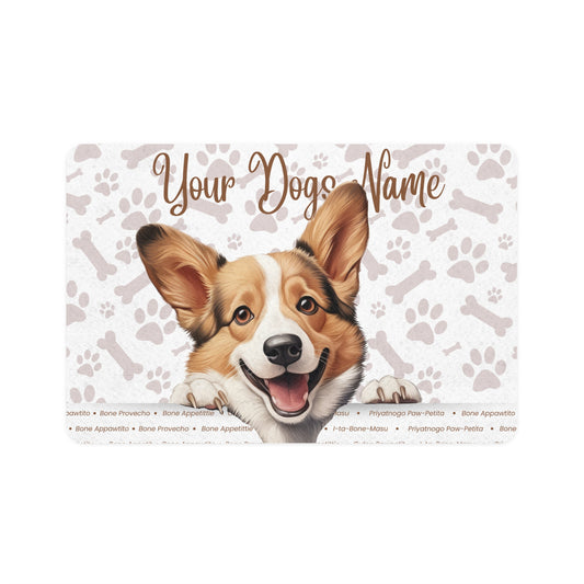 Pembroke Welsh Corgi Personalized Pet Food Mat, Custom Dog Food Mat, Dog Feeding Mat, Cute Pet Mat, Dog Lovers Gift