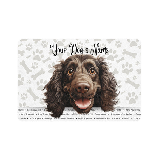 Boykin Spaniel Personalized Pet Food Mat, Custom Dog Bowl Mat, Dog Placemat, Waterproof Pet Mat, Dog Decor, Pet Feeding Station