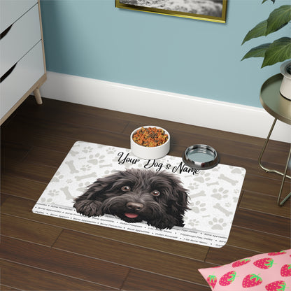 Puli Personalized Pet Food Mat, Custom Dog Food Mat, Dog Feeding Mat, Cute Pet Mat, Dog Lovers Gift