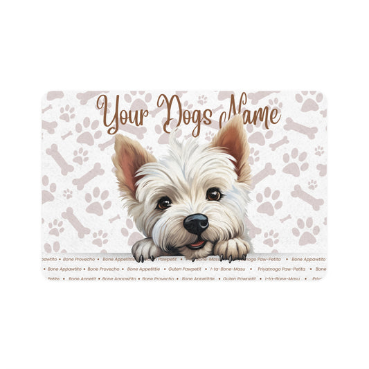 West Highland White Terrier Personalized Pet Food Mat, Custom Dog Food Mat, Dog Feeding Mat, Cute Pet Mat, Dog Lovers Gift