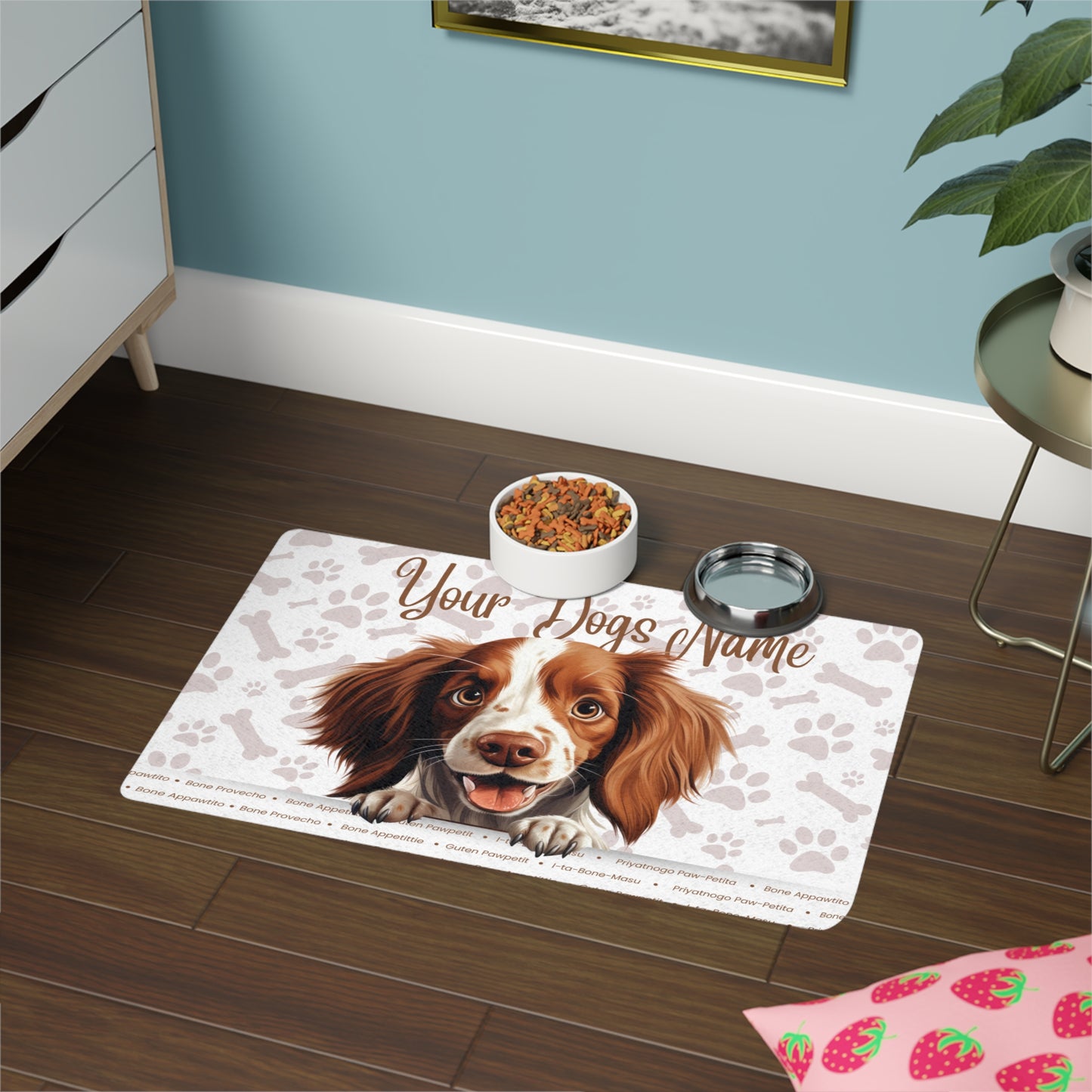 Irish Red and White Setter Personalized Pet Food Mat for Dogs, Customized Dog Feeding Mat, Animal Lover Gift, Dog Owner Essential, Pet Accessory