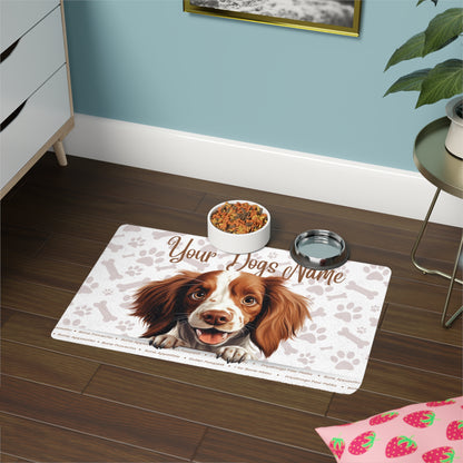 Irish Red and White Setter Personalized Pet Food Mat for Dogs, Customized Dog Feeding Mat, Animal Lover Gift, Dog Owner Essential, Pet Accessory