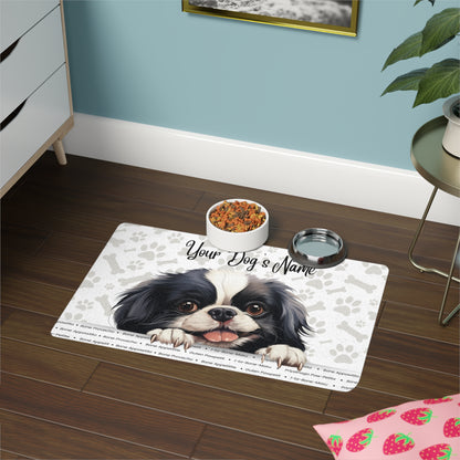 Japanese Chin  Personalized Pet Food Mat, Custom Dog Food Mat, Dog Feeding Mat, Cute Pet Mat, Dog Lovers Gift