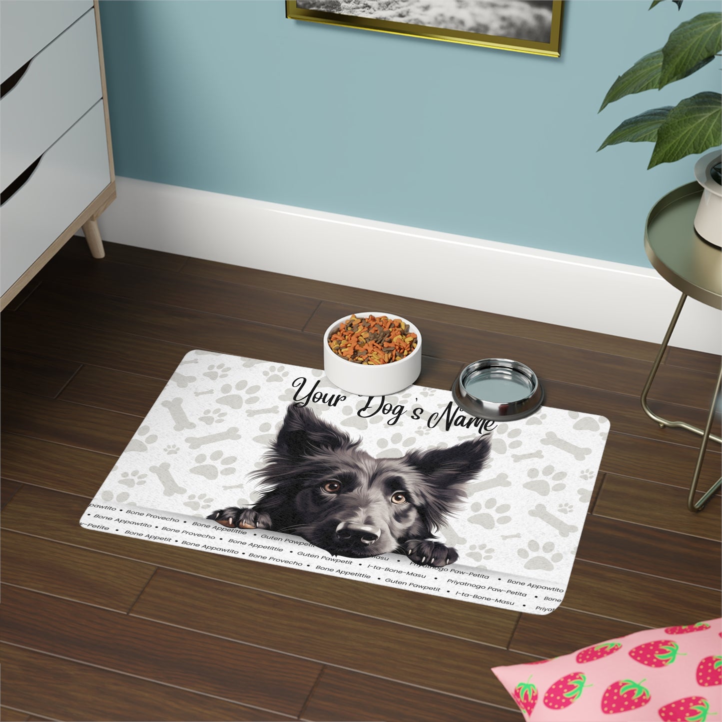 Belgian Sheep Dog Personalized Dog Food Mat, Custom Pet Feeding Mat, Animal Lover Gift, Dog Owner Accessory, Stylish Pet Decor