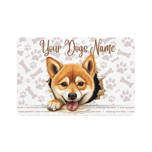 Shiba Inu Personalized Pet Food Mat, Custom Dog Food Mat, Dog Feeding Mat, Cute Pet Mat, Dog Lovers Gift