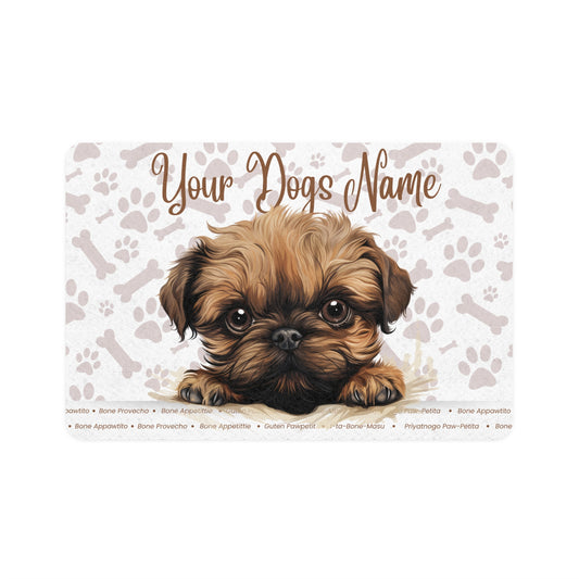 Brussels Griffon  Custom Pet Food Mat for Dogs - Personalized Dog Feeding Mat, Pet Lovers Gift, Dog Bowl Mat, Cute Pet Decor, Dog Name Mat