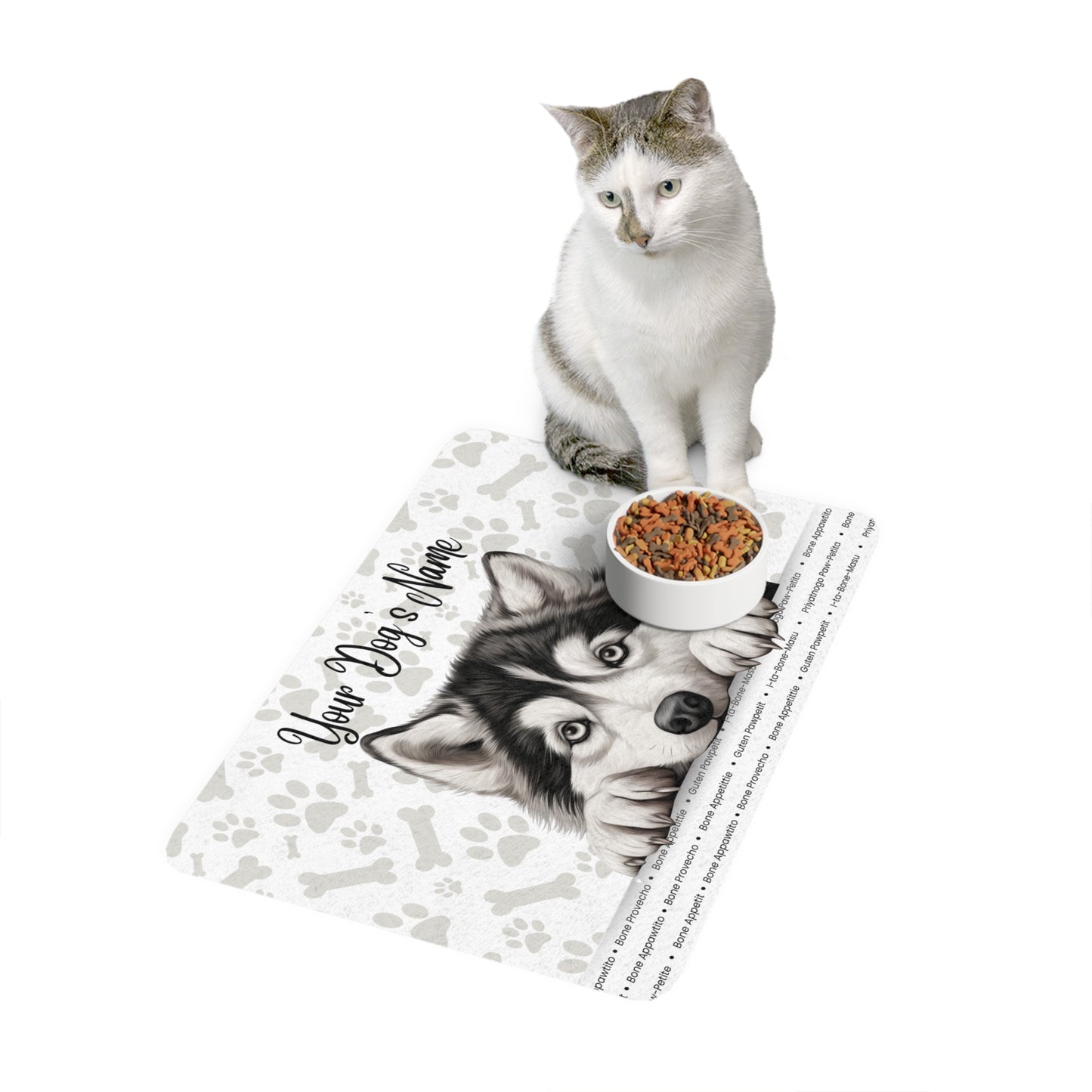 Alaskan Malamute Personalized Dog Feeding Mat - Custom Pet Food Mat, Dog Bowl Place Mat, Non-Slip Pet Accessory, Cute Dog Decor, Dog Lover Gift