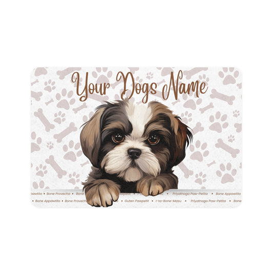 Shih Tzu Personalized Pet Food Mat, Custom Dog Food Mat, Dog Feeding Mat, Cute Pet Mat, Dog Lovers Gift