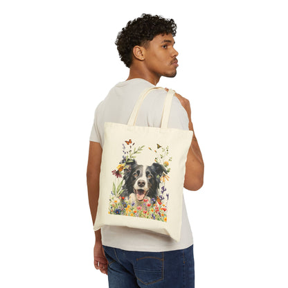 Border Collie Canvas Tote Bag
