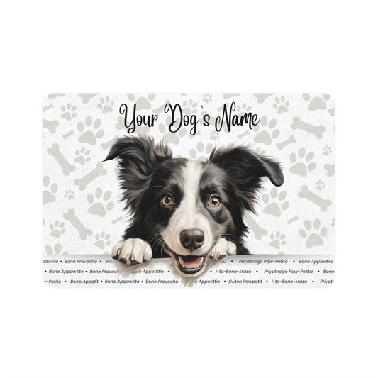 Bearded Collie Personalized Pet Food Mat - Custom Dog Feeding Station, Dog Accessories, Unique Pet Gift, Kitchen Decor, Pet Lover Gift