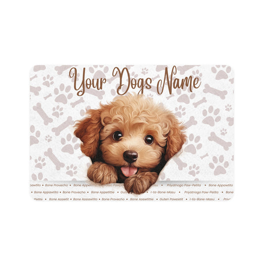 Poodle Personalized Pet Food Mat, Custom Dog Food Mat, Dog Feeding Mat, Cute Pet Mat, Dog Lovers Gift