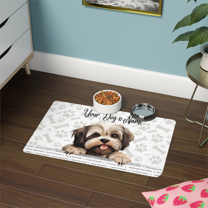Lhasa Apso Personalized Pet Food Mat, Custom Dog Food Mat, Dog Feeding Mat, Cute Pet Mat, Dog Lovers Gift