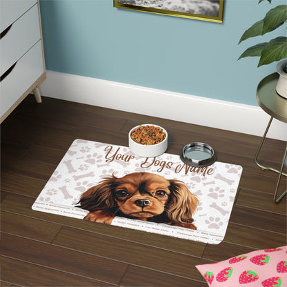 English Toy Spaniel Personalized Pet Food Mat, Custom Dog Feeding Mat, Unique Pet Accessory, Animal Lover Gift, Home Decor for Pets