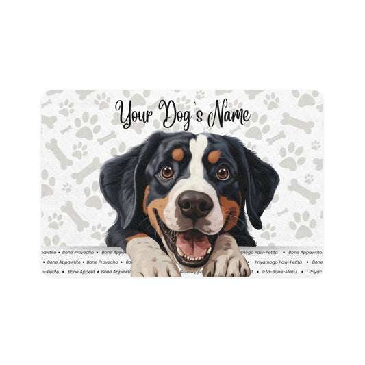 Greater  Swiss Mountain Dog Personalized Pet Food Mat, Customized Dog Mat, Dog Feeding Station, Pet Lover Gift, Unique Dog Decor,