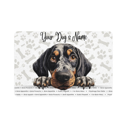 Bluetick Coonhound Personalized Dog Food Mat, Custom Pet Feeding Mat, Durable Non-Slip Pet Placemat, Ideal Gift for Dog Owners, Pet Supplies